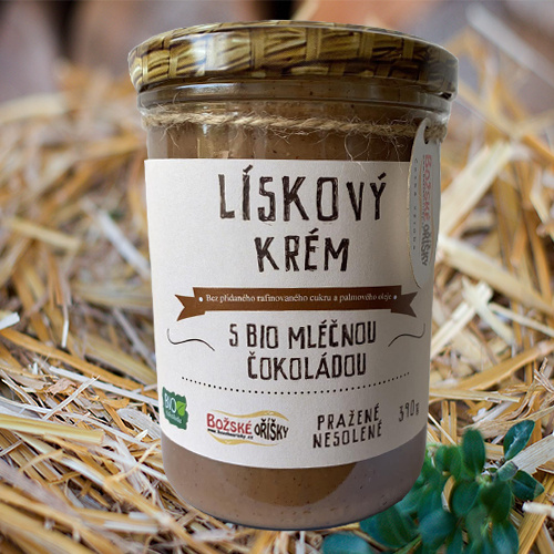 Lískový krém 390g s bio mléčnou čokoládou Božské oříšky